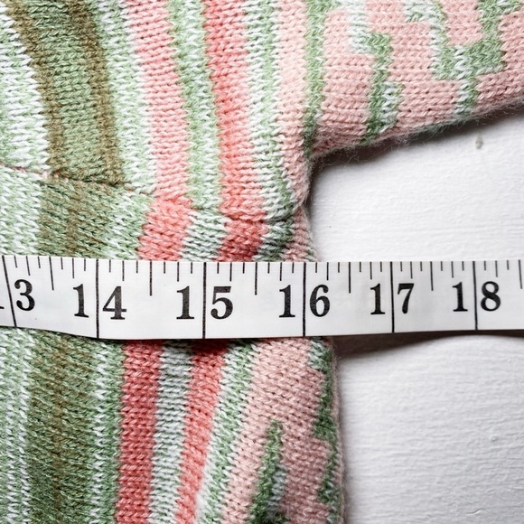 Striped Green and Pink Women's Sweater - Picture 9 of 13